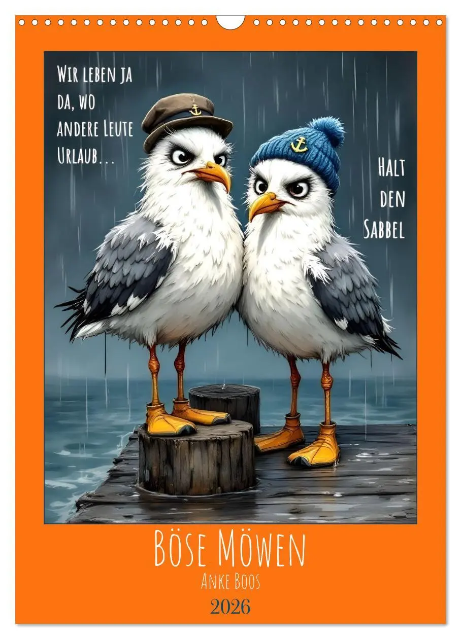 Cover: 9783516647648 | Böse Möwen (Wandkalender 2026 DIN A3 hoch), CALVENDO Monatskalender