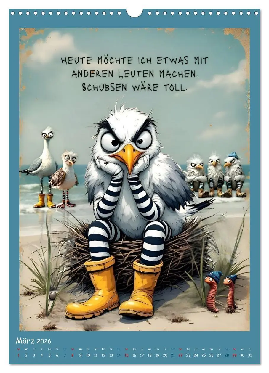 Bild: 9783516647648 | Böse Möwen (Wandkalender 2026 DIN A3 hoch), CALVENDO Monatskalender