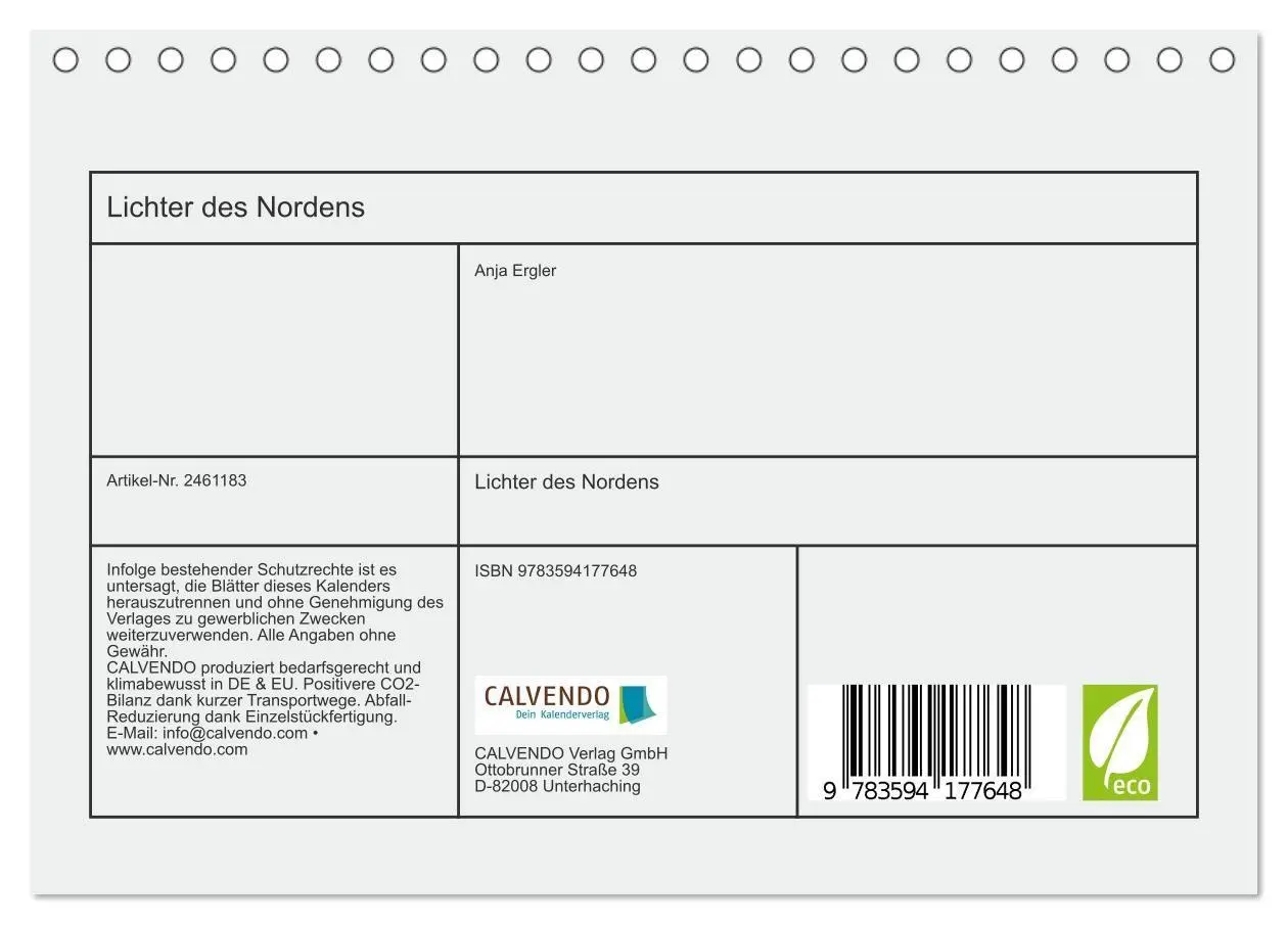 Bild: 9783594177648 | Lichter des Nordens (Tischkalender 2027 DIN A5 quer), CALVENDO...