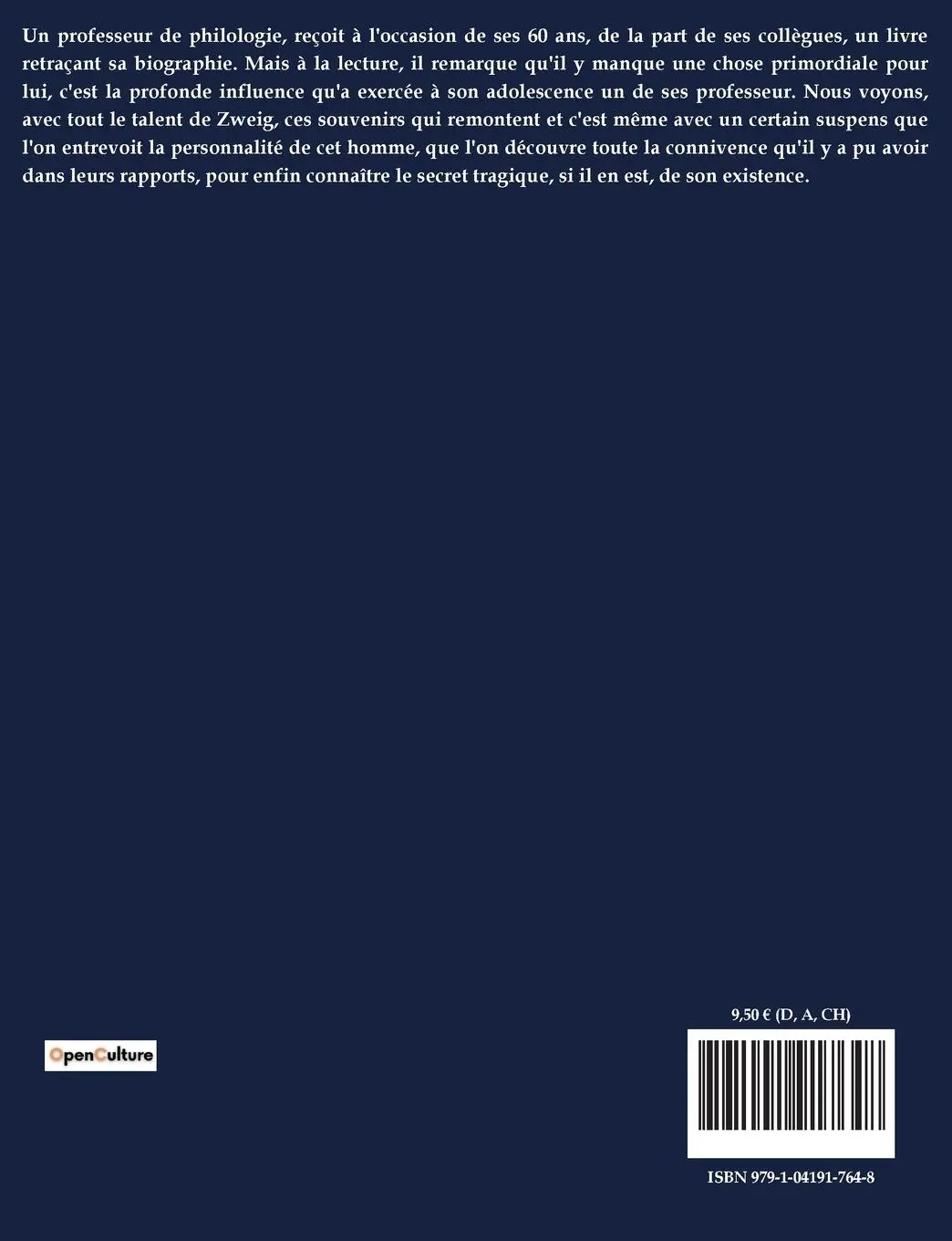 Rückseite: 9791041917648 | La Confusion des sentiments | Un roman de Stefan Zweig | Stefan Zweig