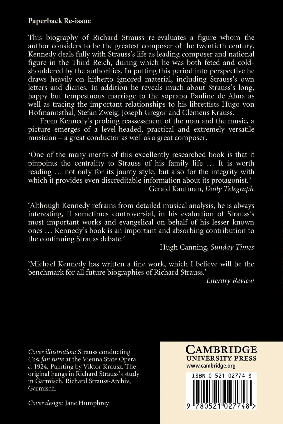 Rückseite: 9780521027748 | Richard Strauss | Man, Musician, Enigma | Michael Kennedy | Buch
