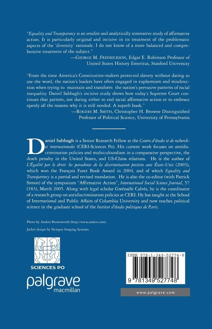 Rückseite: 9781349527748 | Equality and Transparency | D. Sabbagh | Taschenbuch | x | Englisch