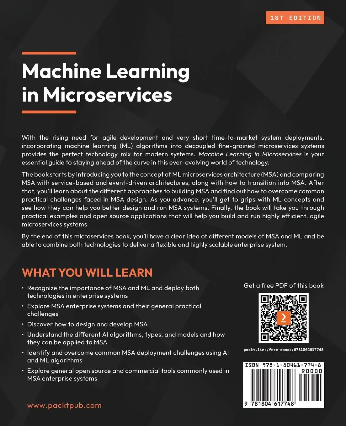 Rückseite: 9781804617748 | Machine Learning in Microservices | Mohamed Abouahmed (u. a.) | Buch