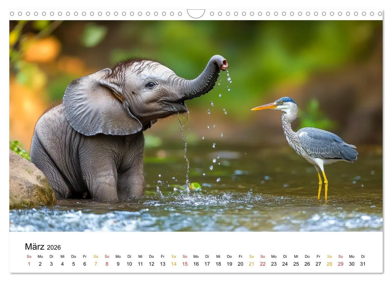 Bild: 9783457307748 | Elefanten Kinder - kleine Riesen (Wandkalender 2026 DIN A3 quer),...