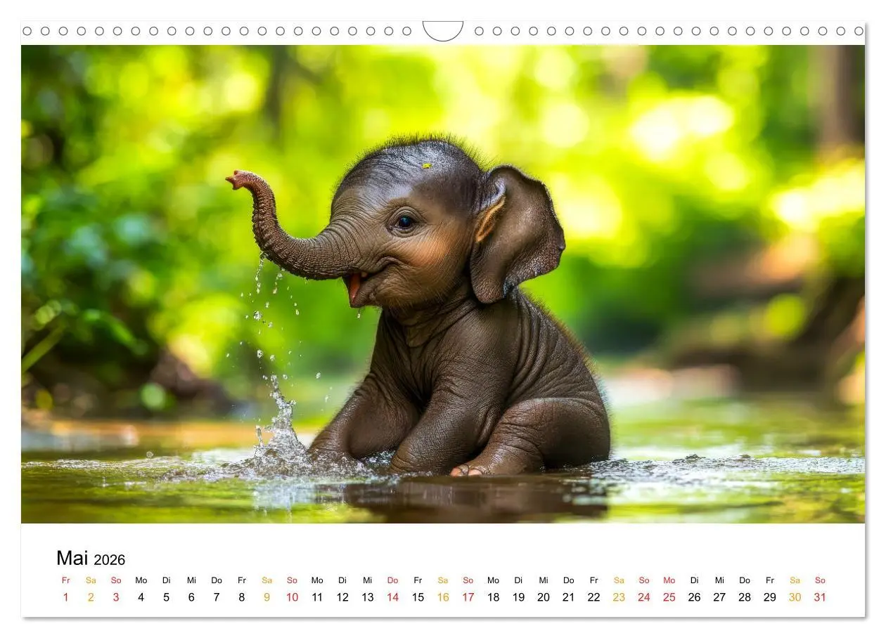 Bild: 9783457307748 | Elefanten Kinder - kleine Riesen (Wandkalender 2026 DIN A3 quer),...