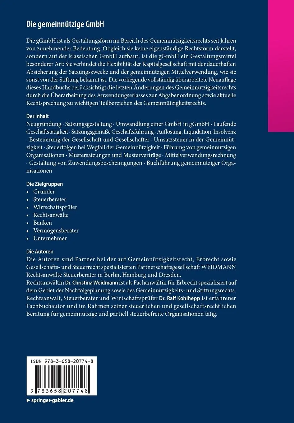 Rückseite: 9783658207748 | Die gemeinnützige GmbH | Ralf Kohlhepp (u. a.) | Taschenbuch | XIV