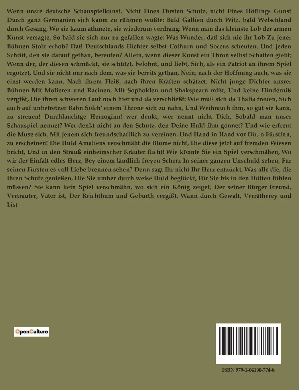 Rückseite: 9791041907748 | Die Jagd | Christian Felix Weiße | Taschenbuch | 128 S. | Deutsch