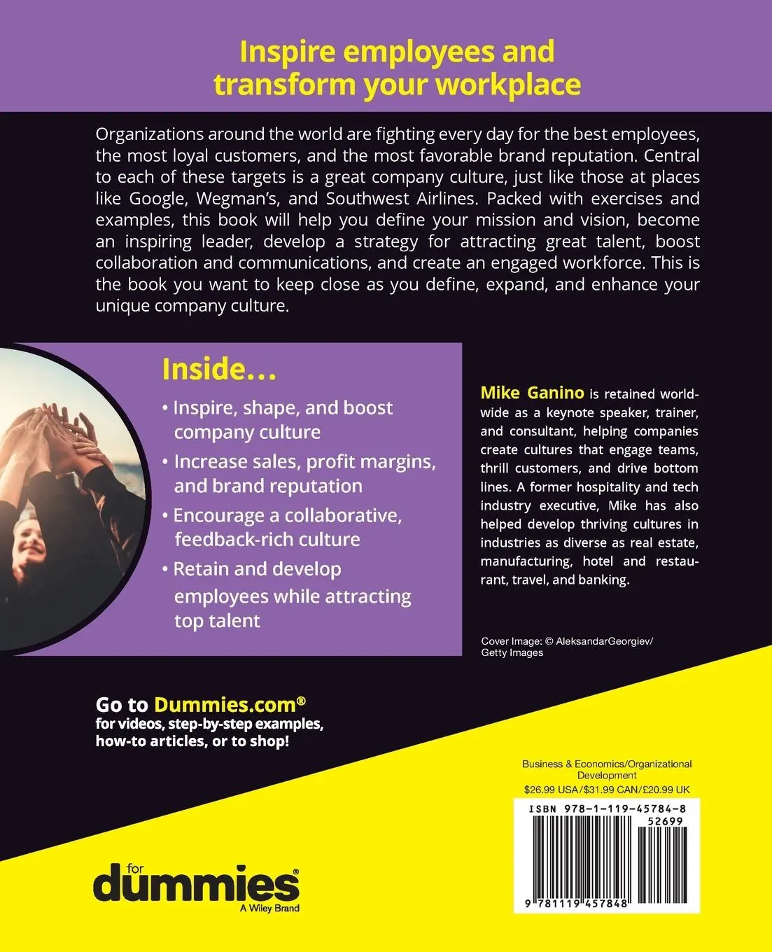 Rückseite: 9781119457848 | Company Culture for Dummies | Mike Ganino | Taschenbuch | Englisch