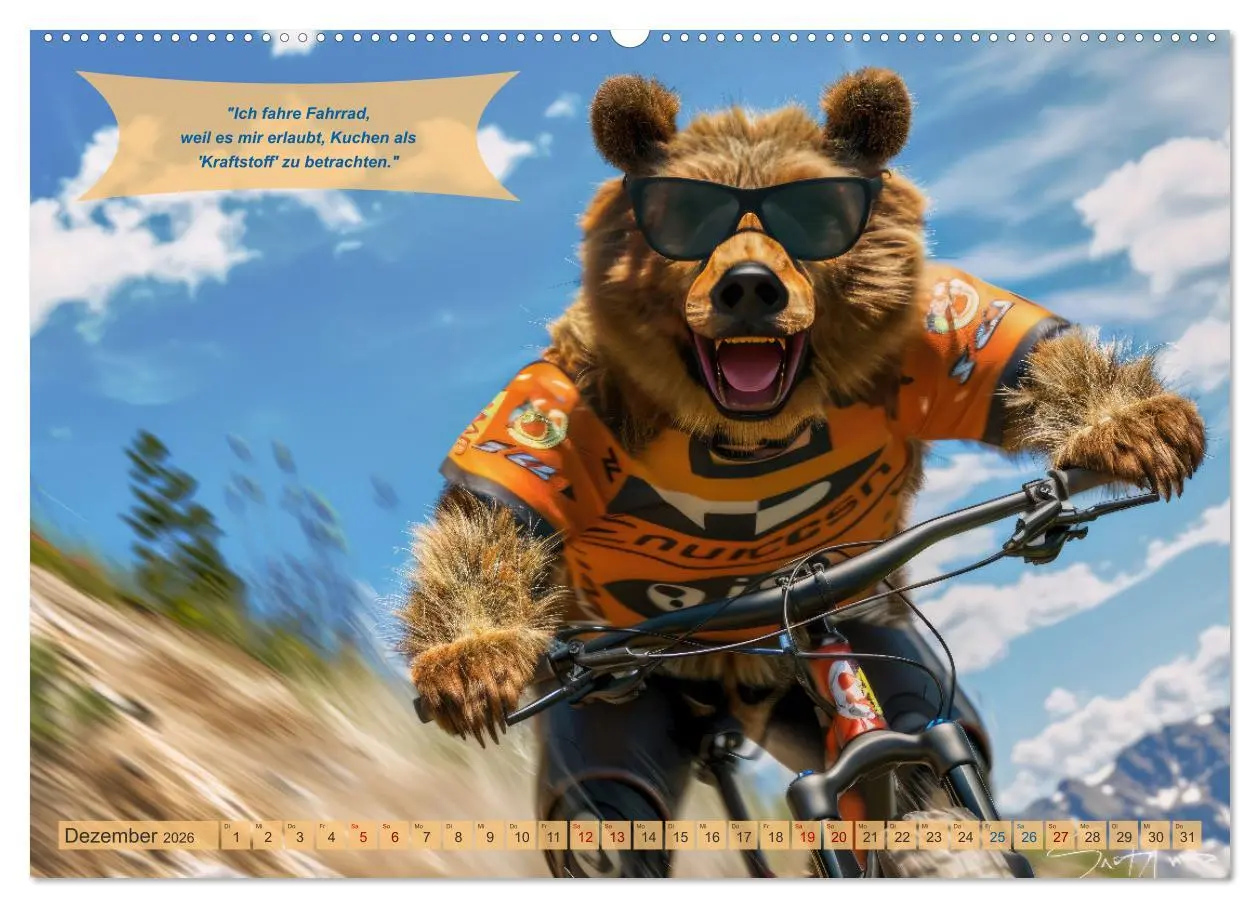 Bild: 9783457387948 | Der tierisch lustige Fahrradkalender (Wandkalender 2026 DIN A2...