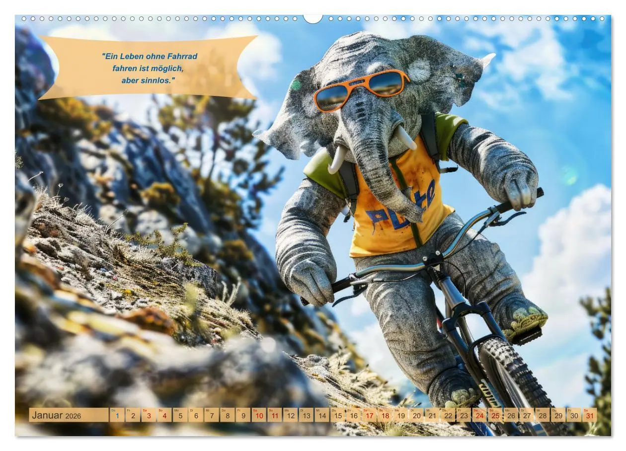 Bild: 9783457387948 | Der tierisch lustige Fahrradkalender (Wandkalender 2026 DIN A2...