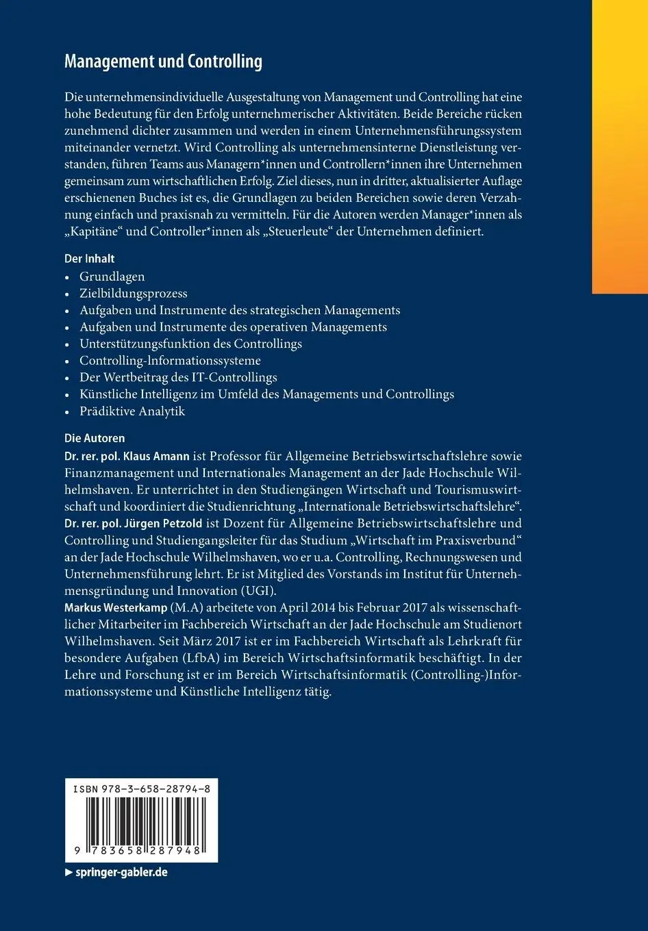 Rückseite: 9783658287948 | Management und Controlling | Klaus Amann (u. a.) | Taschenbuch | ix