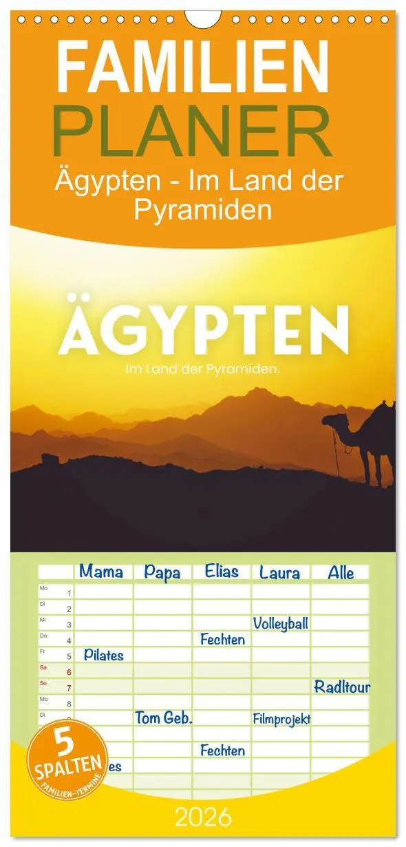 Cover: 9783516508048 | Familienplaner 2026 - Ägypten - Im Land der Pyramiden mit 5 Spalten...