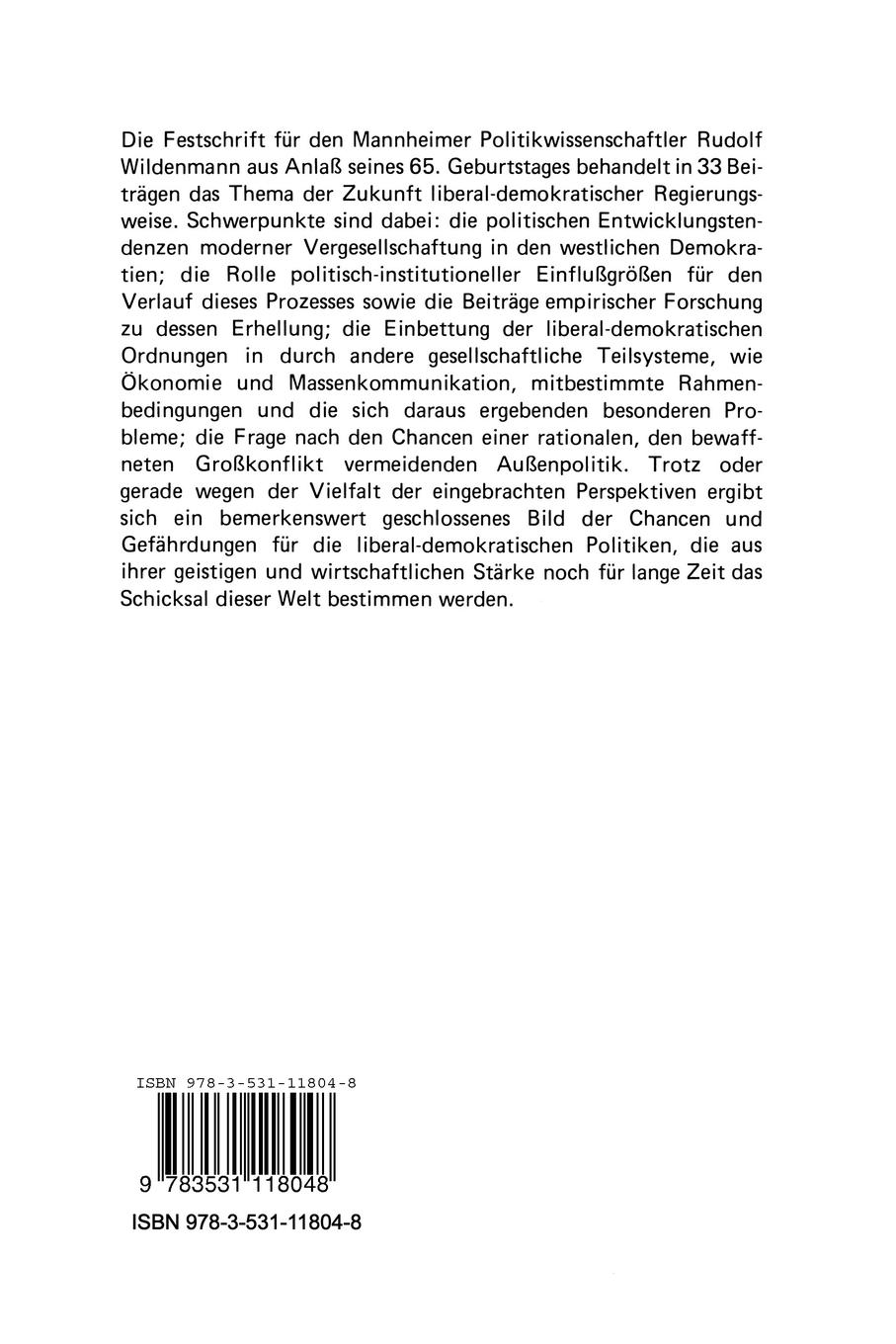 Rückseite: 9783531118048 | Politische Wissenschaft und politische Ordnung | Max Kaase | Buch