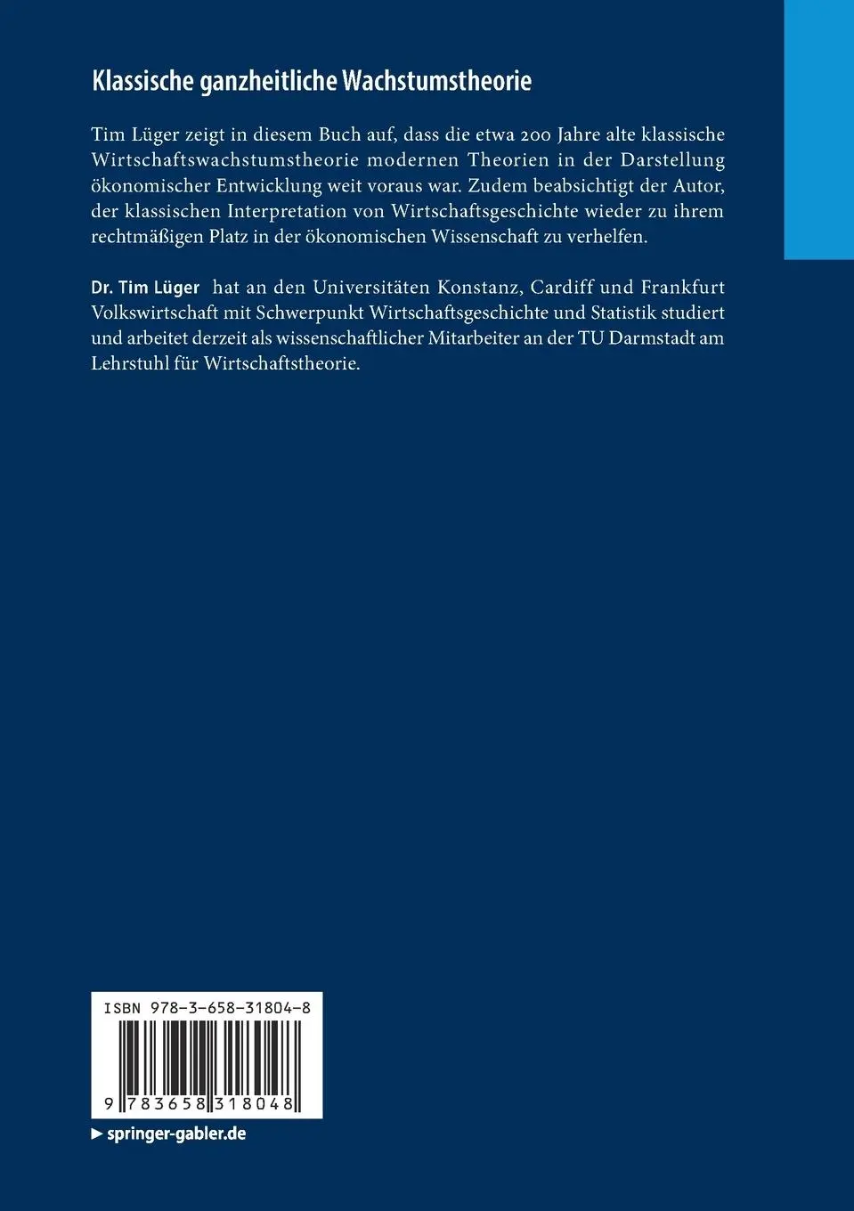 Rückseite: 9783658318048 | Klassische ganzheitliche Wachstumstheorie | Tim Lüger | Taschenbuch