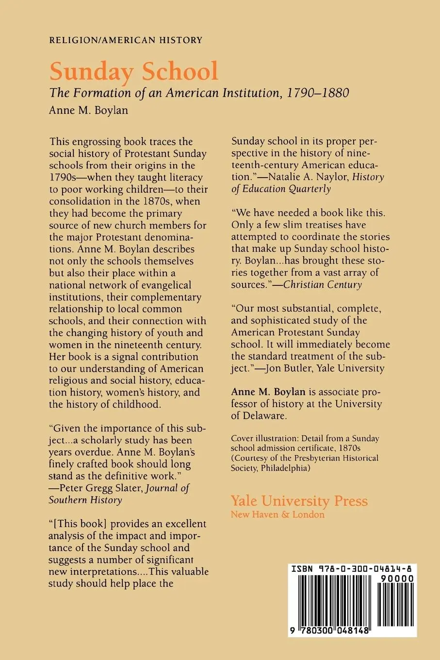 Rückseite: 9780300048148 | Sunday School | The Formation of an American Institution, 1790-1880