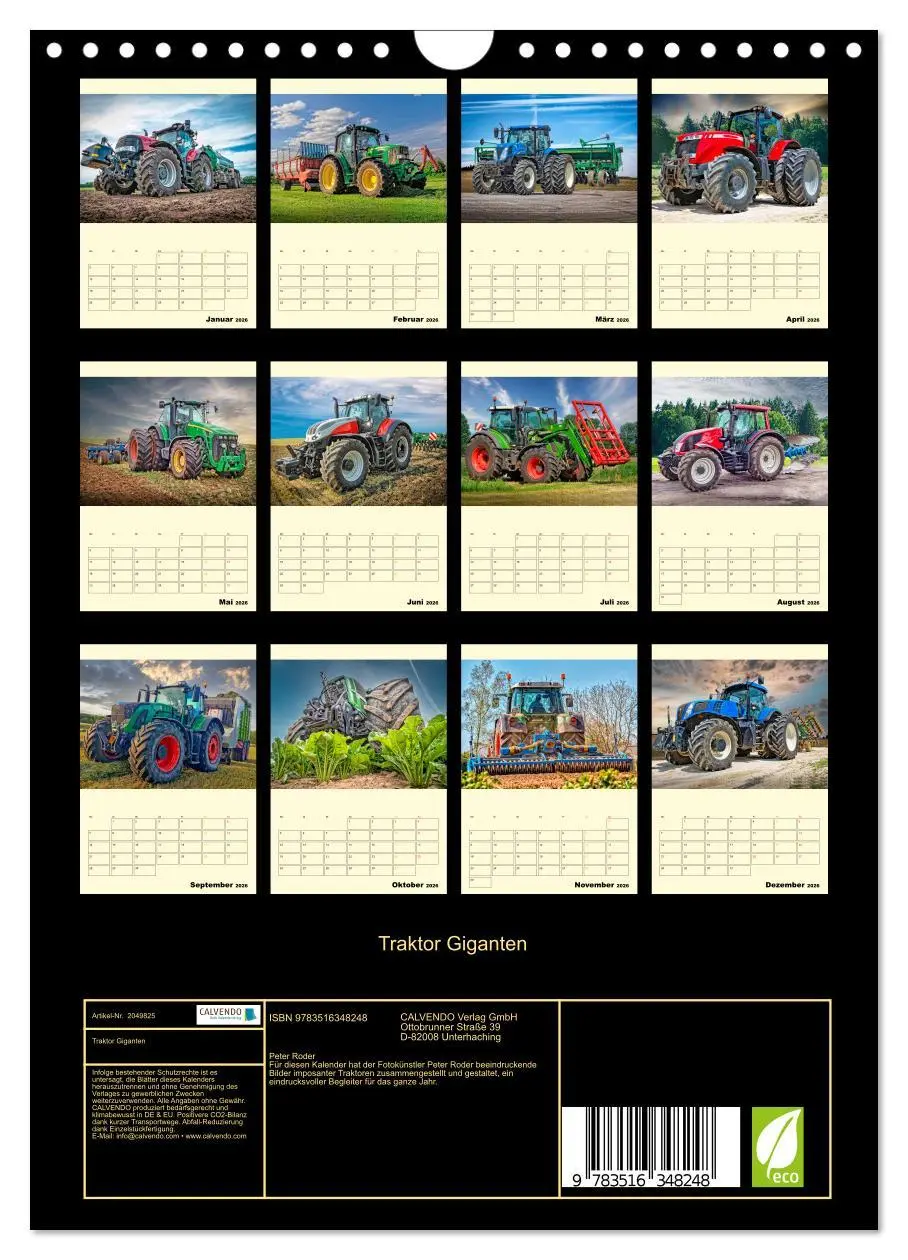 Bild: 9783516348248 | Traktor Giganten (Wandkalender 2026 DIN A4 hoch), CALVENDO...