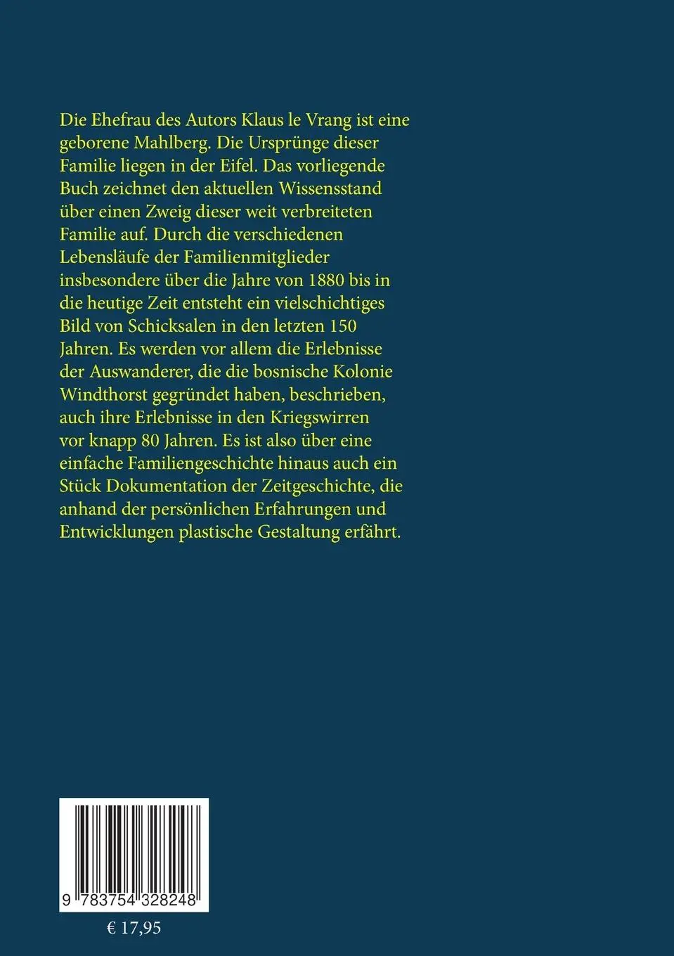 Rückseite: 9783754328248 | Familie Mahlberg | Von der Eifel über Bosnien in die Welt verstreut