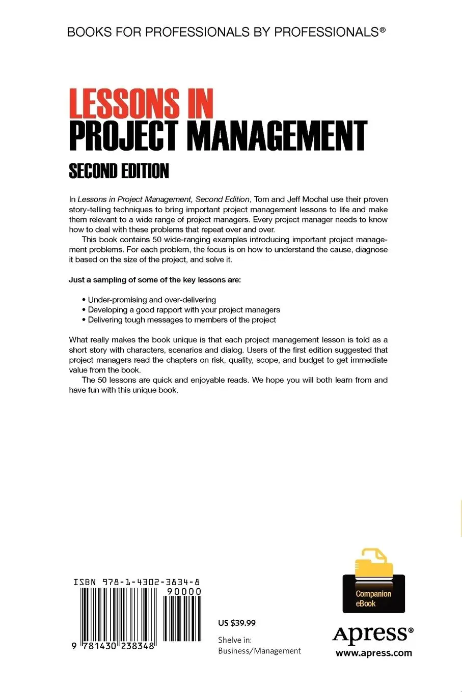 Rückseite: 9781430238348 | Lessons in Project Management | Thomas Mochal (u. a.) | Taschenbuch