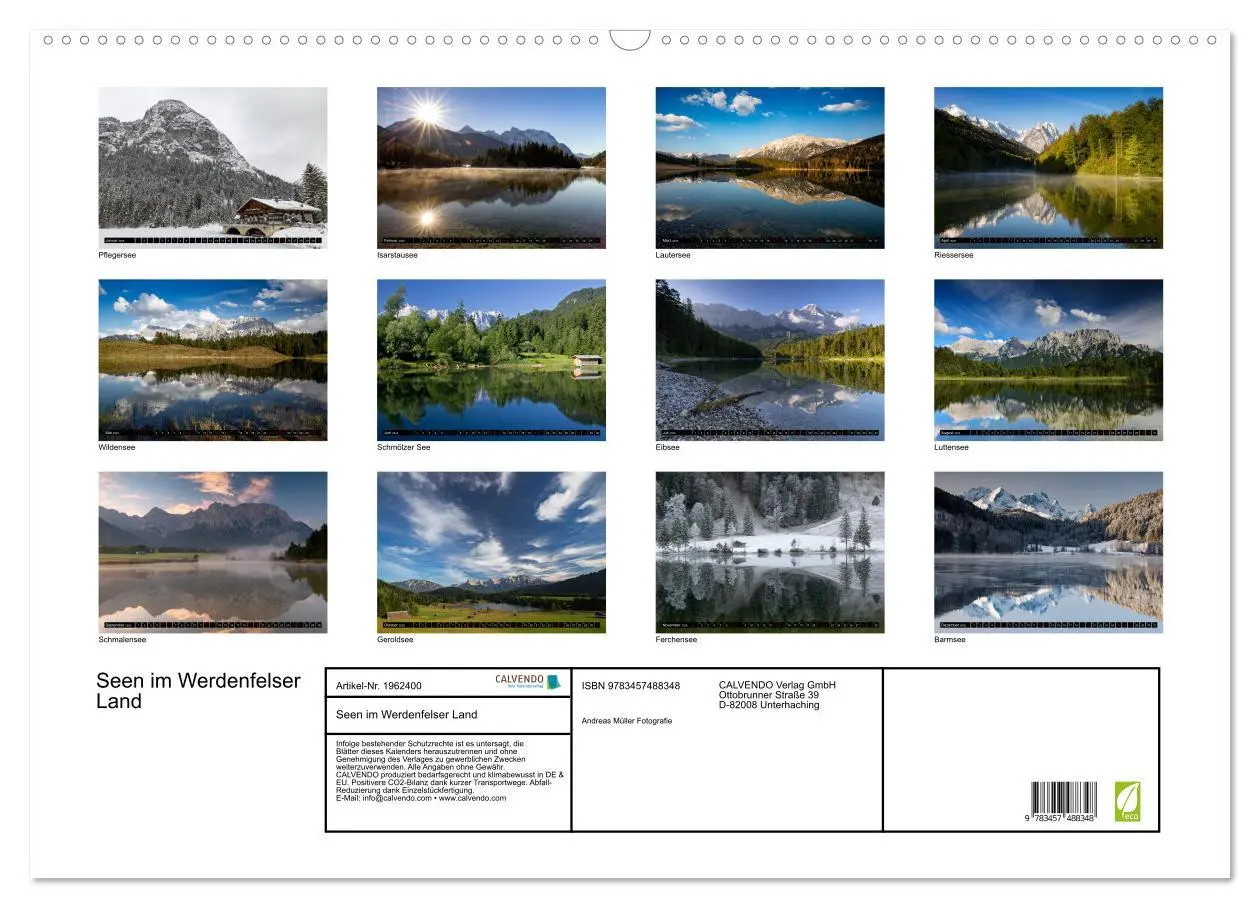 Bild: 9783457488348 | Seen im Werdenfelser Land (Wandkalender 2026 DIN A2 quer), CALVENDO...