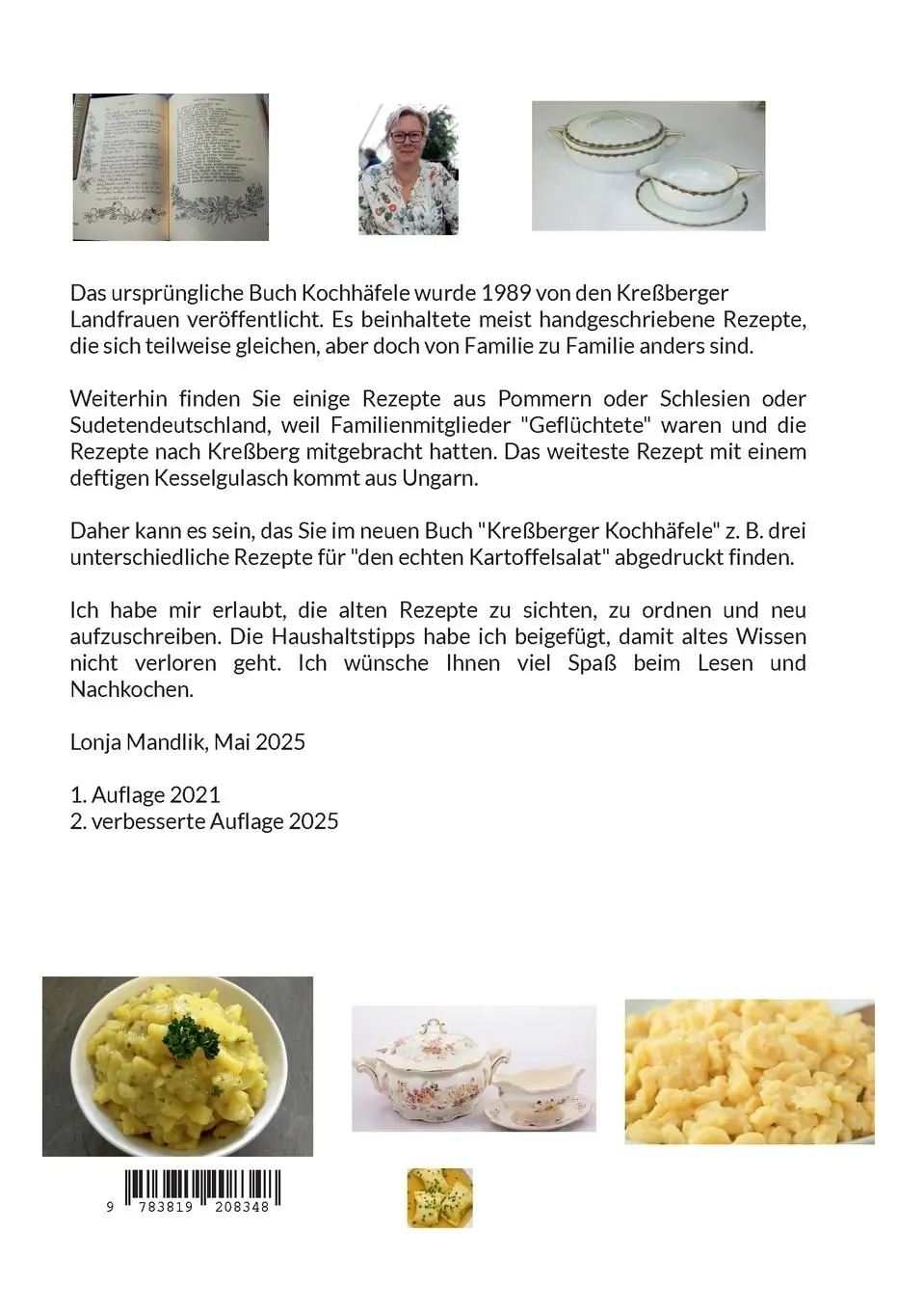 Rückseite: 9783819208348 | Kreßberger Kochhäfele | Kochrezepte und Haushaltstipps | Lonja Mandlik