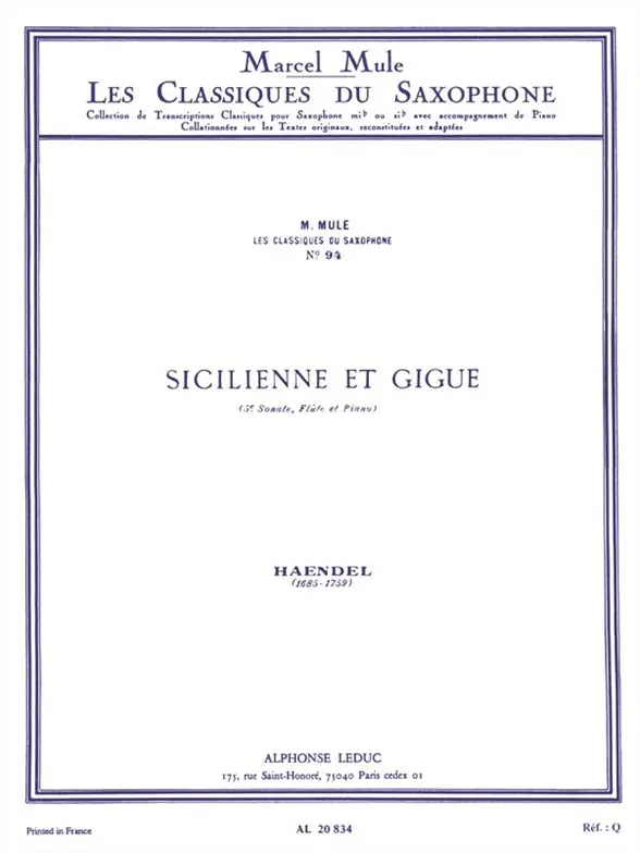 Cover: 9790046208348 | Sicilienne Et Gigue | Sonate N05 :Sicilienne Gigue | Händel | Buch