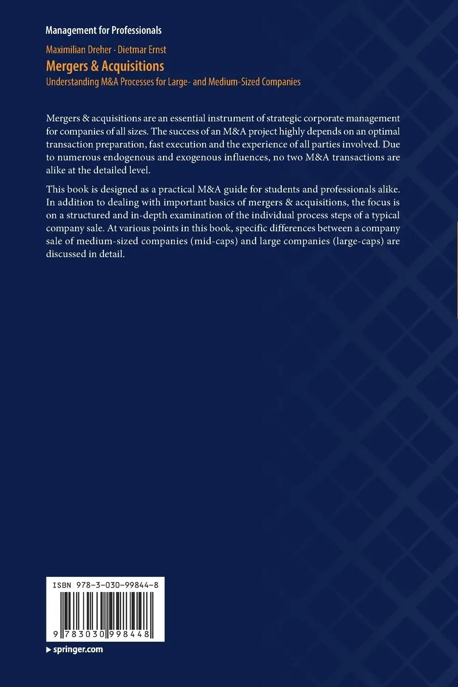 Rückseite: 9783030998448 | Mergers &amp; Acquisitions | Dietmar Ernst (u. a.) | Taschenbuch | xiii