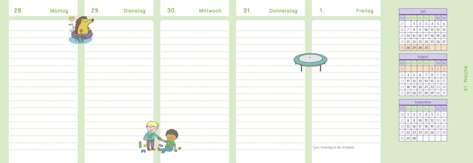 Bild: 9783834668448 | Der Wochen-Tischkalender für das Kita-Jahr 2025/2026 | Anja Boretzki