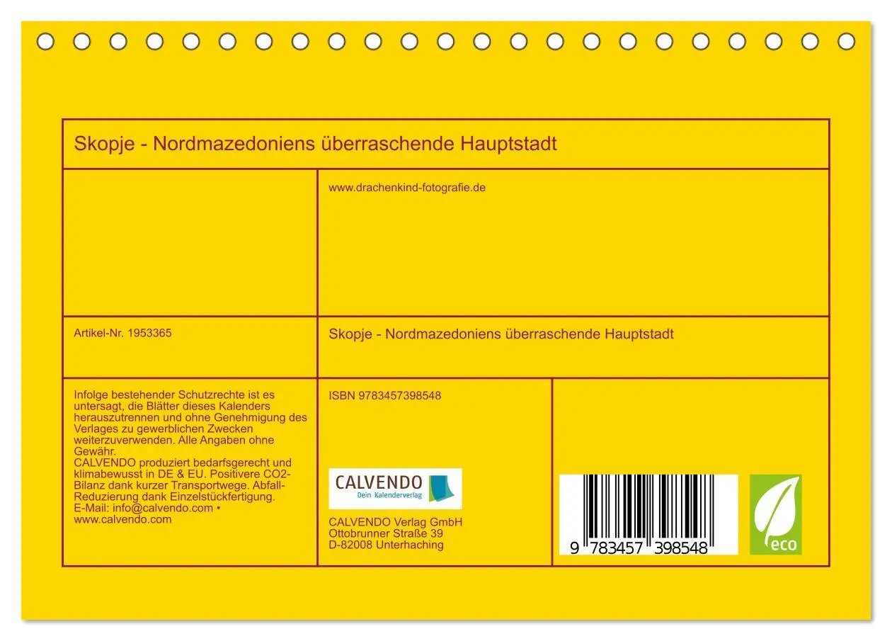 Bild: 9783457398548 | Skopje - Nordmazedoniens überraschende Hauptstadt (Tischkalender...