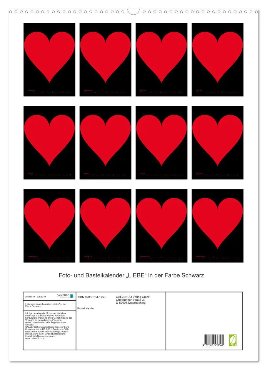 Bild: 9783516478648 | Foto- und Bastelkalender "LIEBE" in der Farbe Schwarz (Wandkalender...