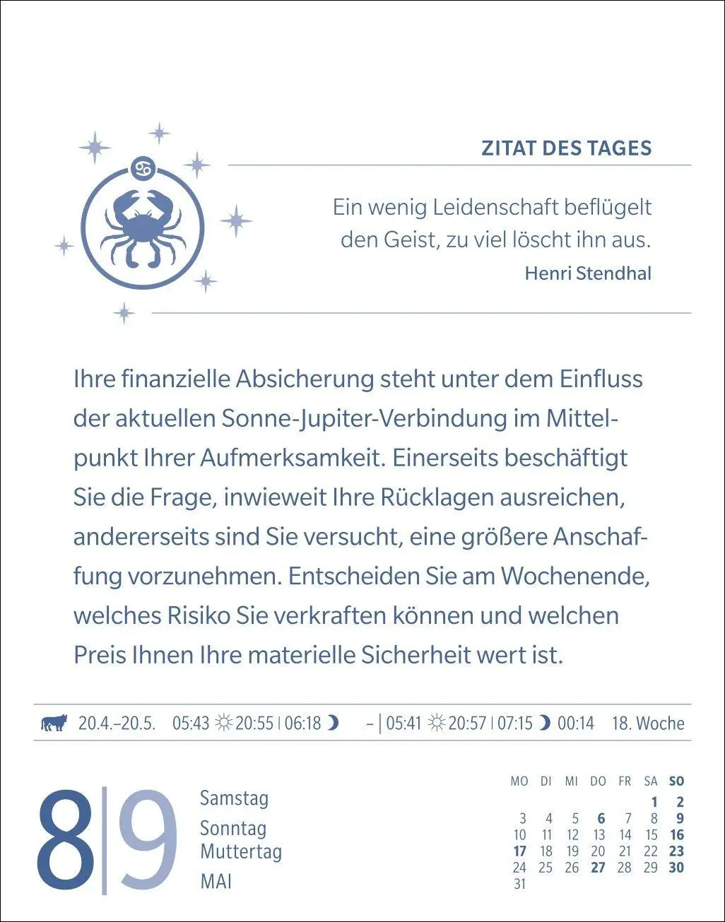 Bild: 9783840038648 | Krebs Sternzeichenkalender 2027 - Tagesabreißkalender - Ihr...