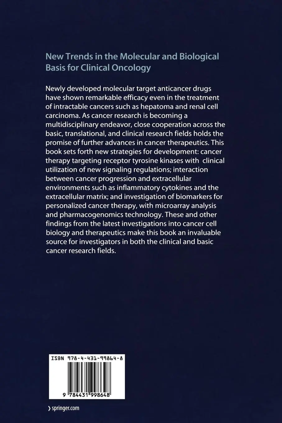 Rückseite: 9784431998648 | New Trends in the Molecular and Biological Basis for Clinical Oncology