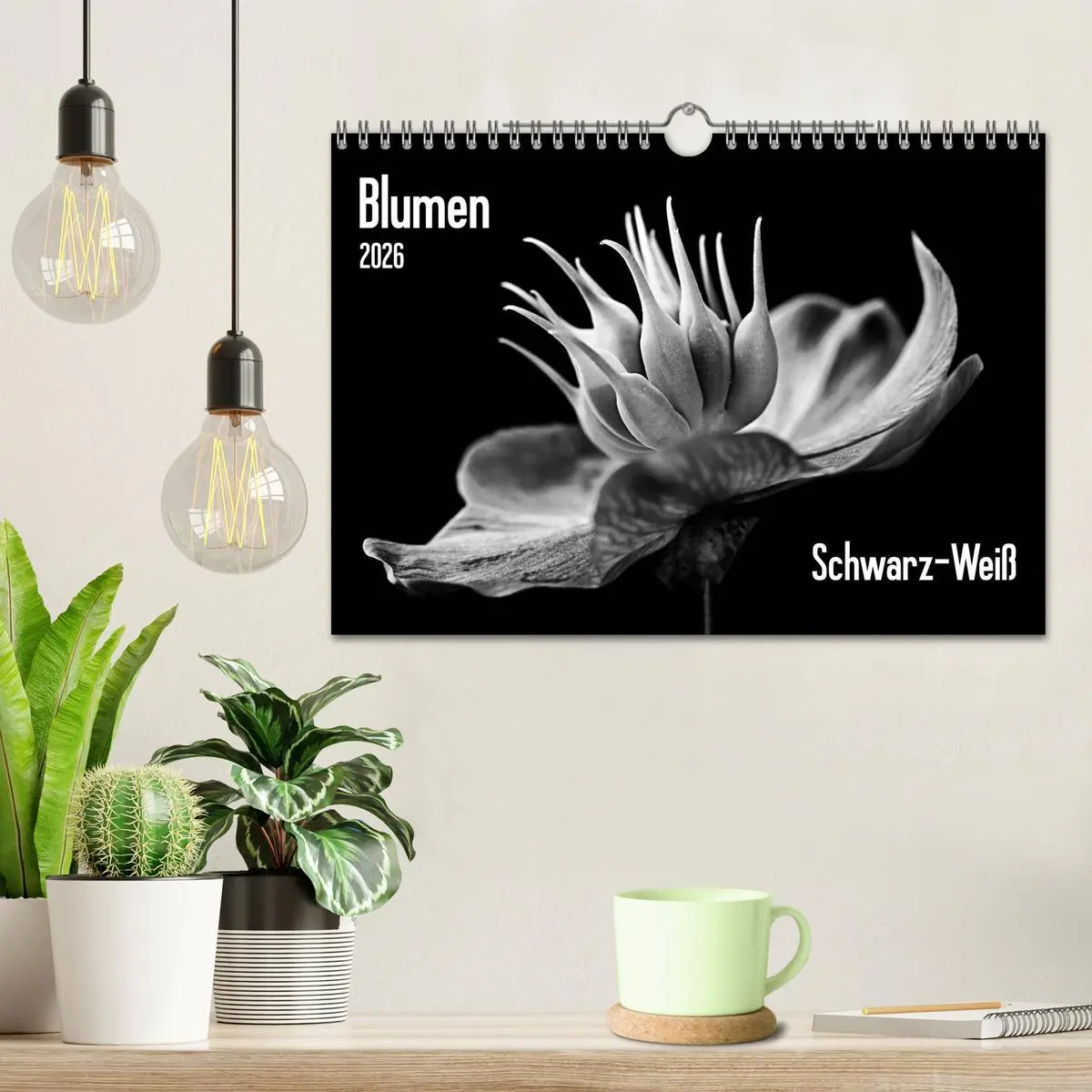 Bild: 9783516088748 | Blumen 2026, Schwarz-Weiß (Wandkalender 2026 DIN A4 quer), CALVENDO...