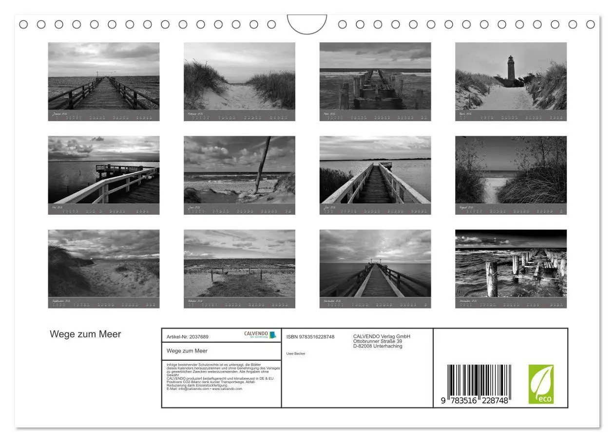 Bild: 9783516228748 | Wege zum Meer (Wandkalender 2026 DIN A4 quer), CALVENDO Monatskalender