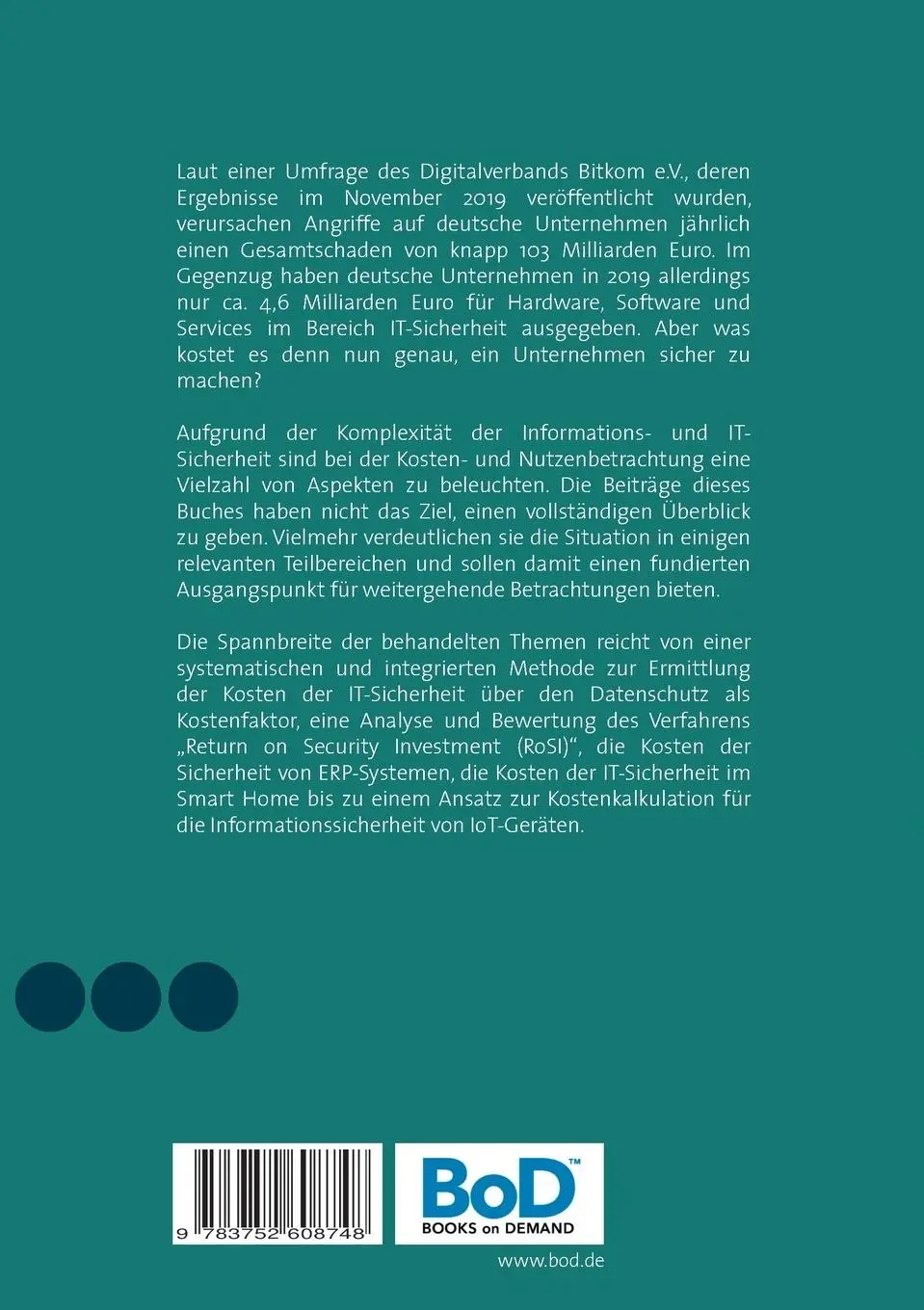 Rückseite: 9783752608748 | Kosten der IT-Sicherheit | Maximilian Grigat (u. a.) | Taschenbuch