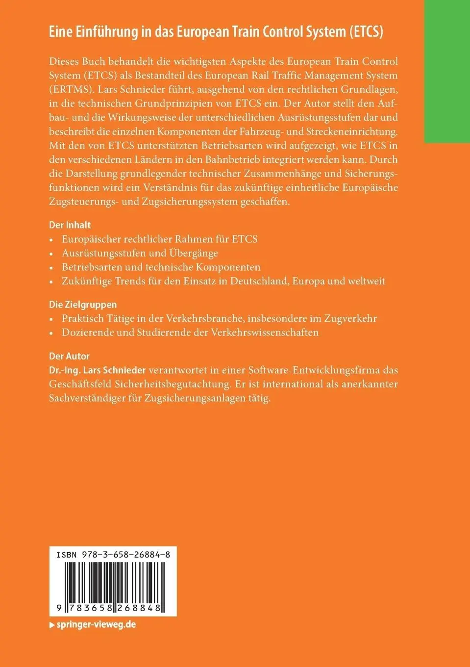 Rückseite: 9783658268848 | Eine Einführung in das European Train Control System (ETCS) | Buch | x