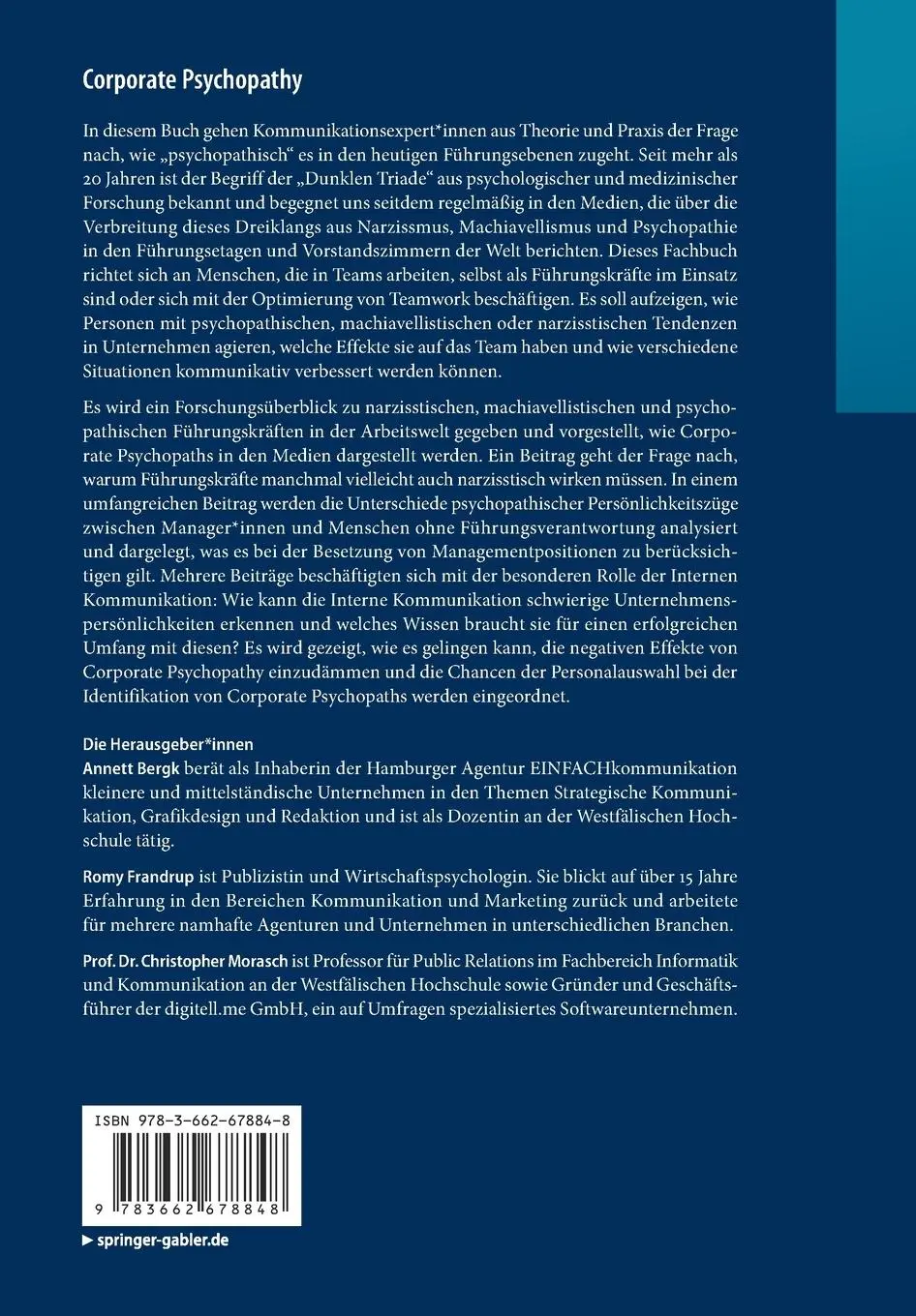 Rückseite: 9783662678848 | Corporate Psychopathy | Annett Bergk (u. a.) | Taschenbuch | x | 2023