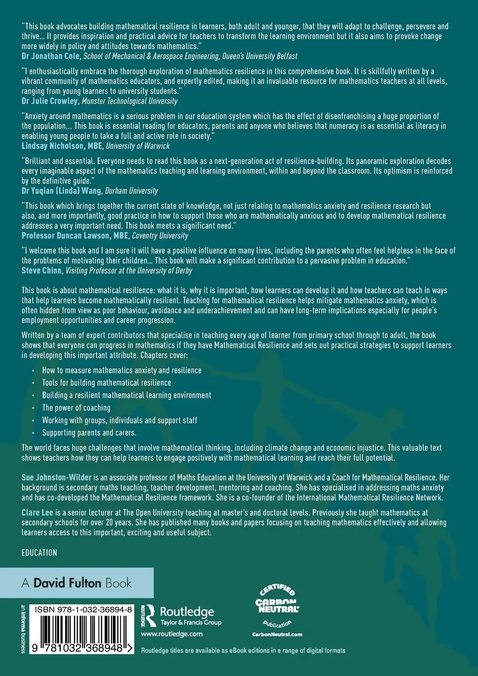 Rückseite: 9781032368948 | The Mathematical Resilience Book | Sue Johnston-Wilder (u. a.) | Buch
