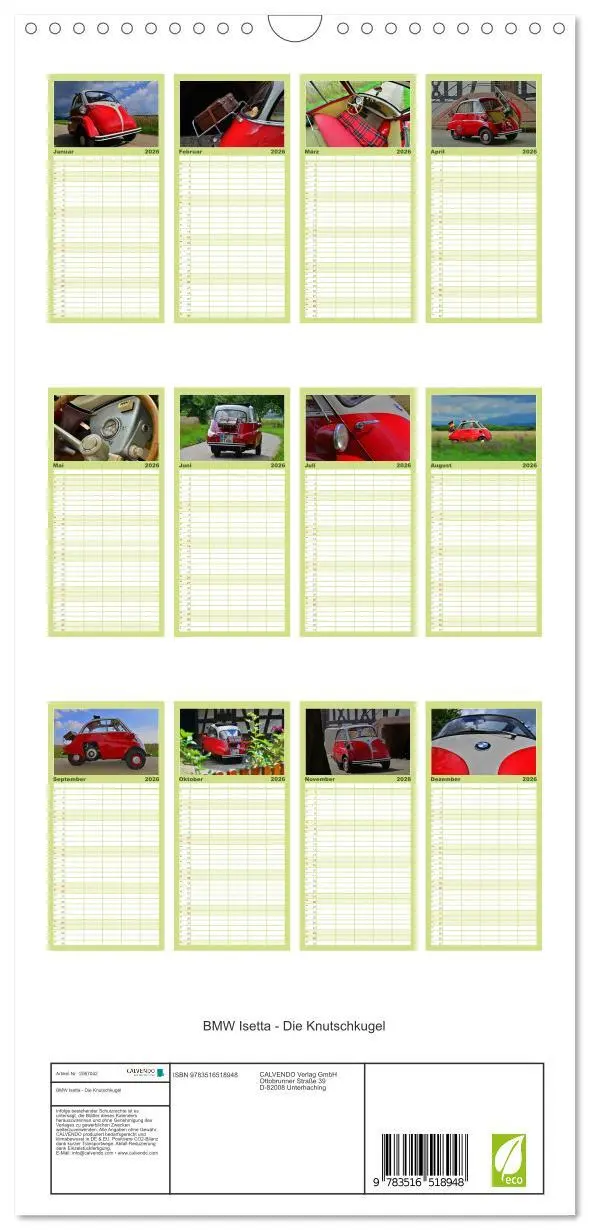 Bild: 9783516518948 | Familienplaner 2026 - BMW Isetta - Die Knutschkugel mit 5 Spalten...