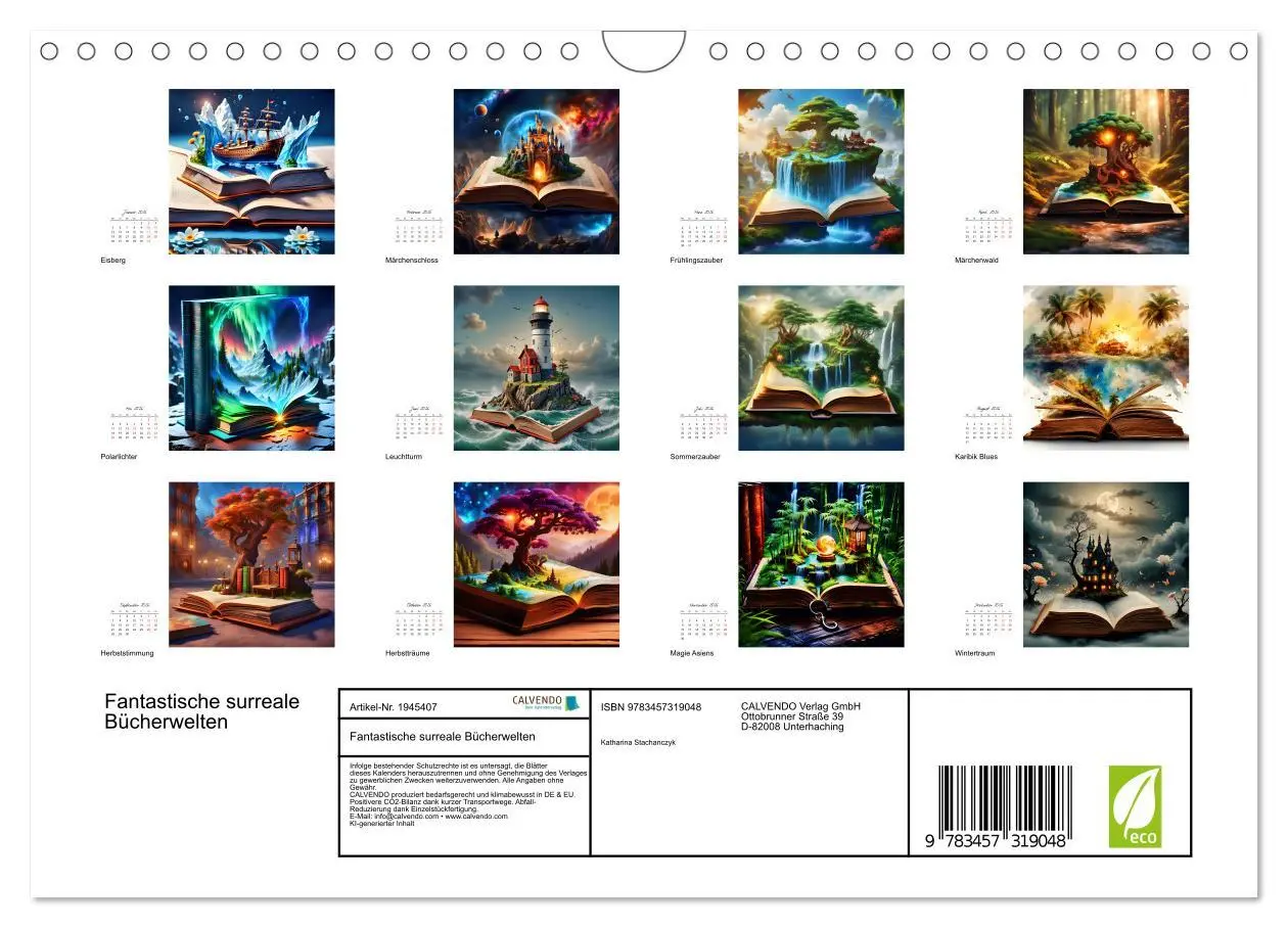 Bild: 9783457319048 | Fantastische surreale Bücherwelten (Wandkalender 2026 DIN A4 quer),...