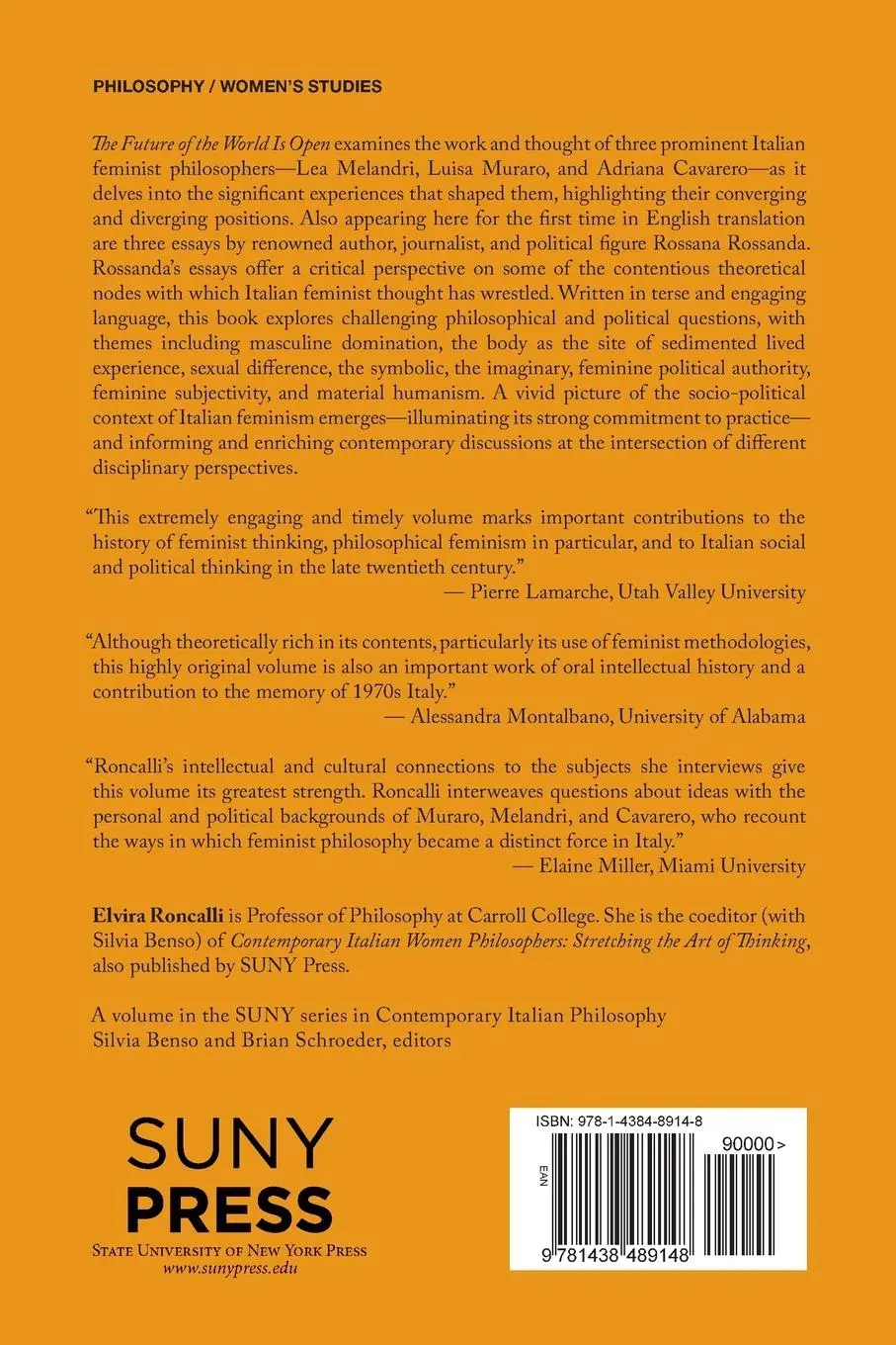 Rückseite: 9781438489148 | The Future of the World Is Open | Elvira Roncalli | Taschenbuch | 2023