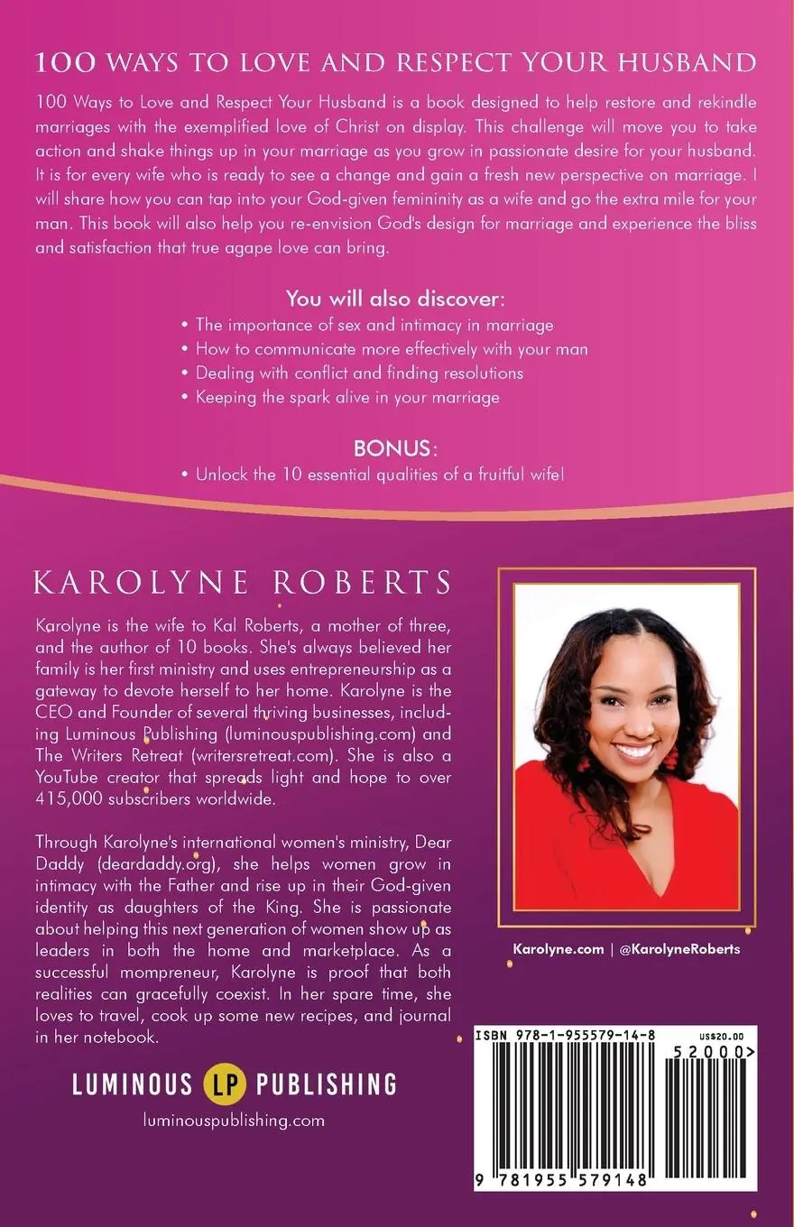 Rückseite: 9781955579148 | 100 Ways to Love and Respect Your Husband | Karolyne Roberts | Buch