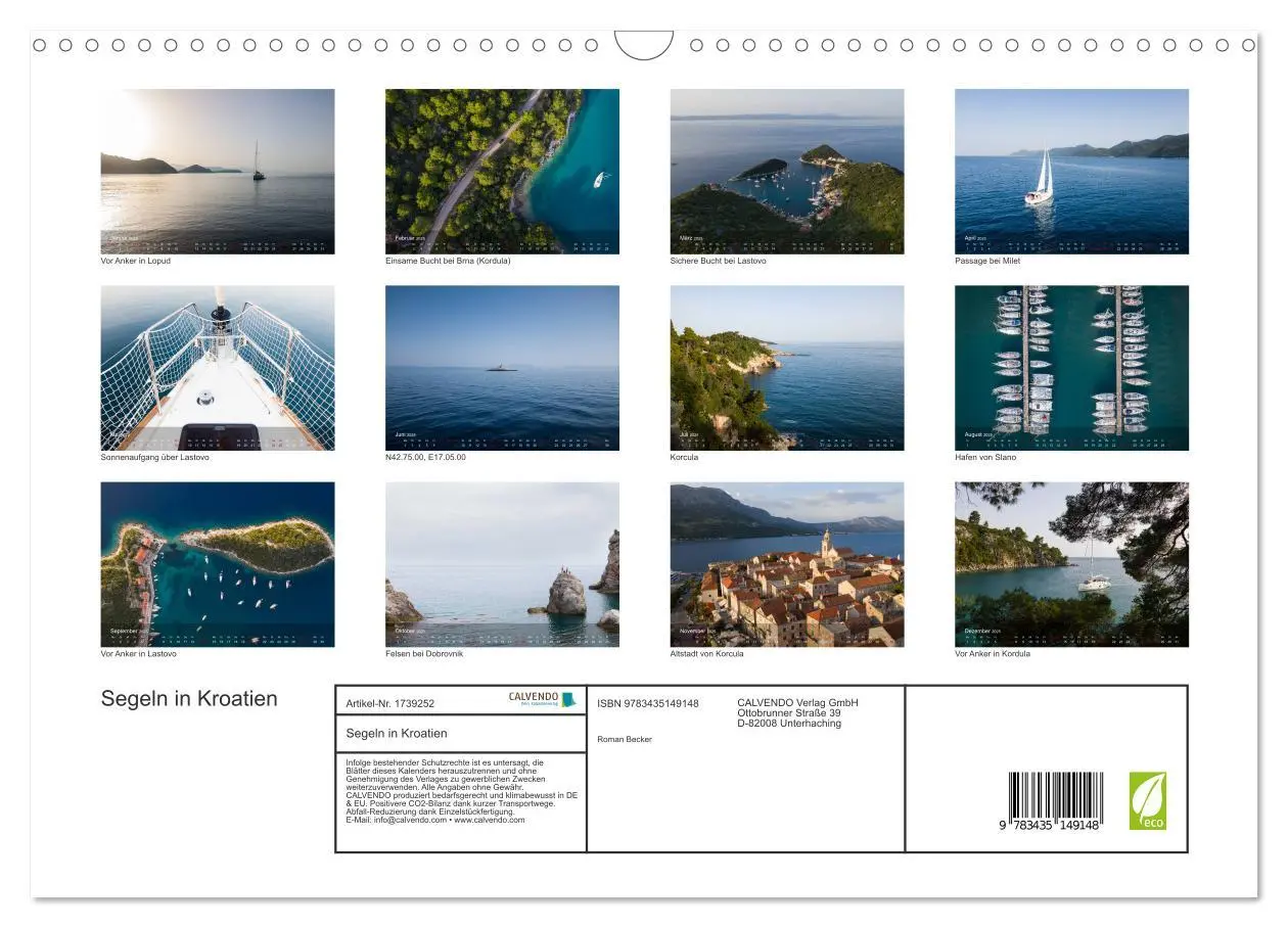 Bild: 9783435149148 | Segeln in Kroatien (Wandkalender 2025 DIN A3 quer), CALVENDO...