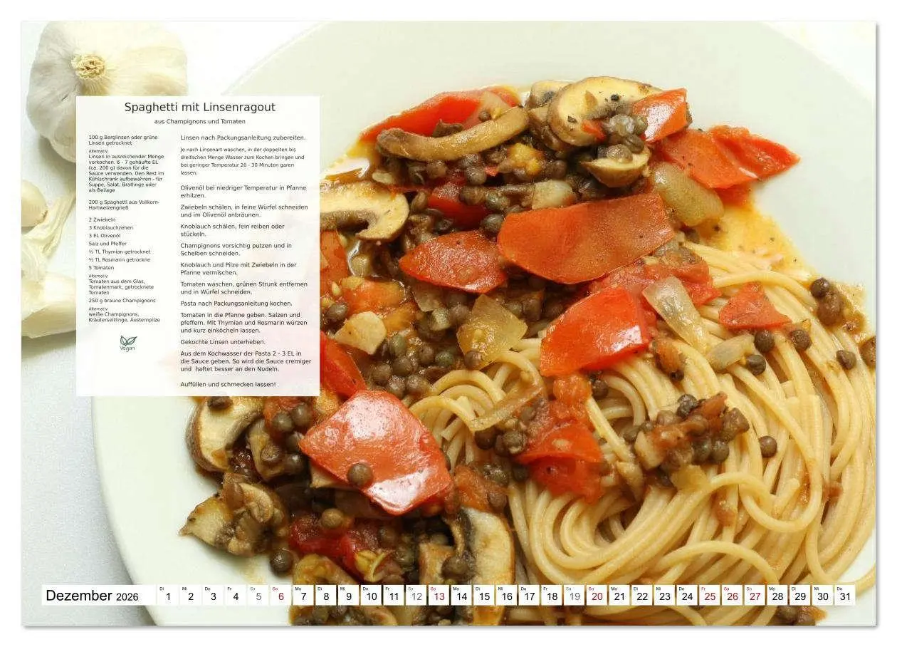 Bild: 9783516629248 | Pasta und Gemüse (hochwertiger Premium Wandkalender 2026 DIN A2...