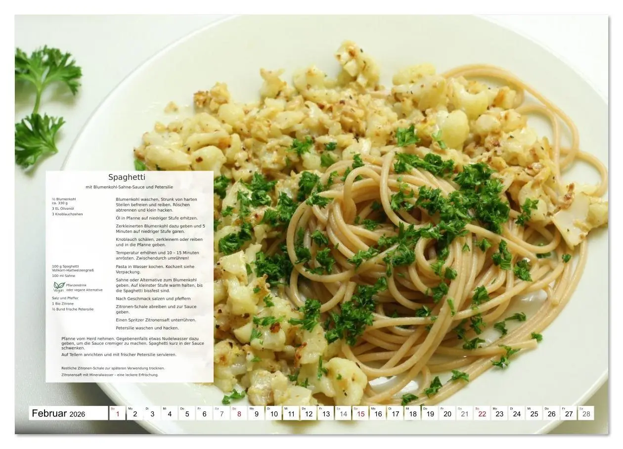 Bild: 9783516629248 | Pasta und Gemüse (hochwertiger Premium Wandkalender 2026 DIN A2...
