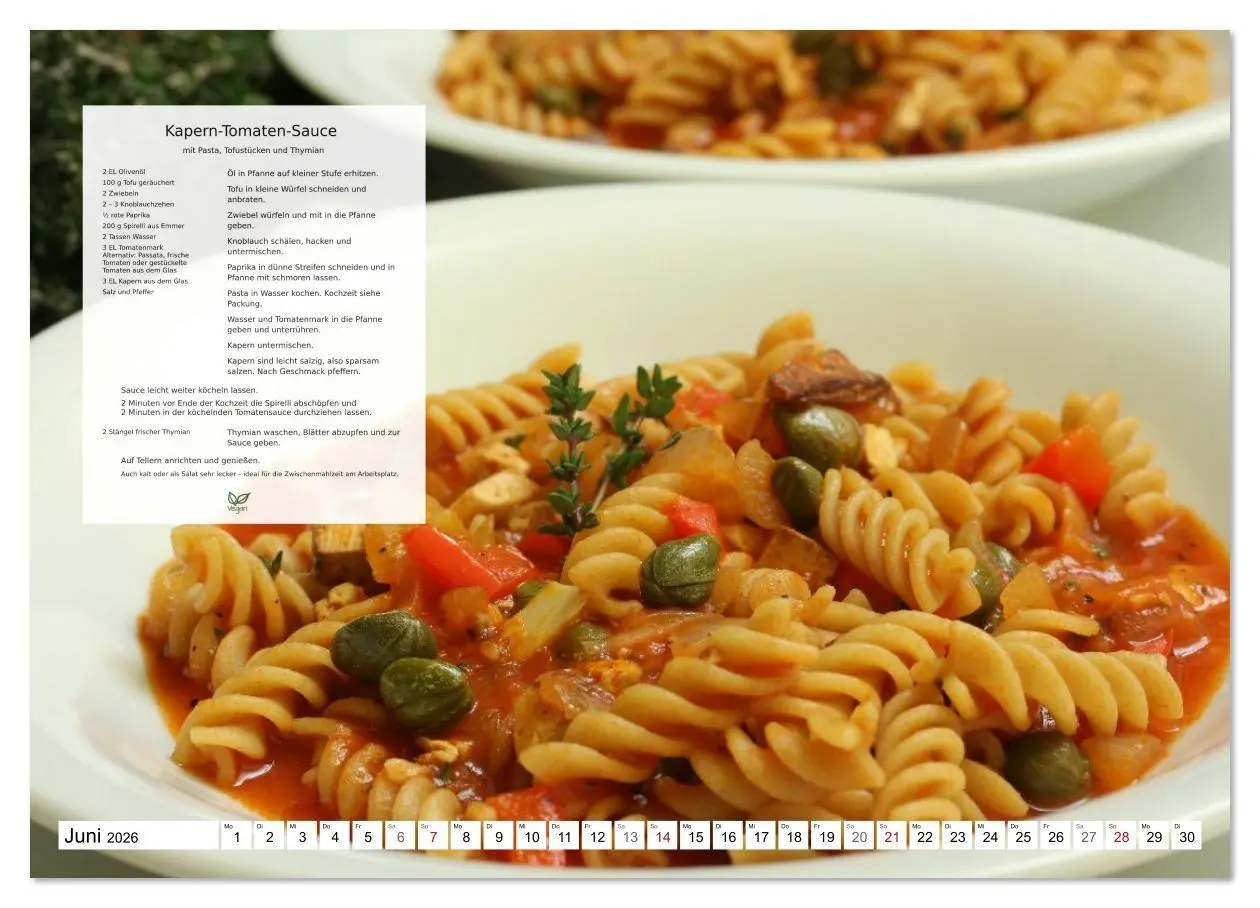 Bild: 9783516629248 | Pasta und Gemüse (hochwertiger Premium Wandkalender 2026 DIN A2...