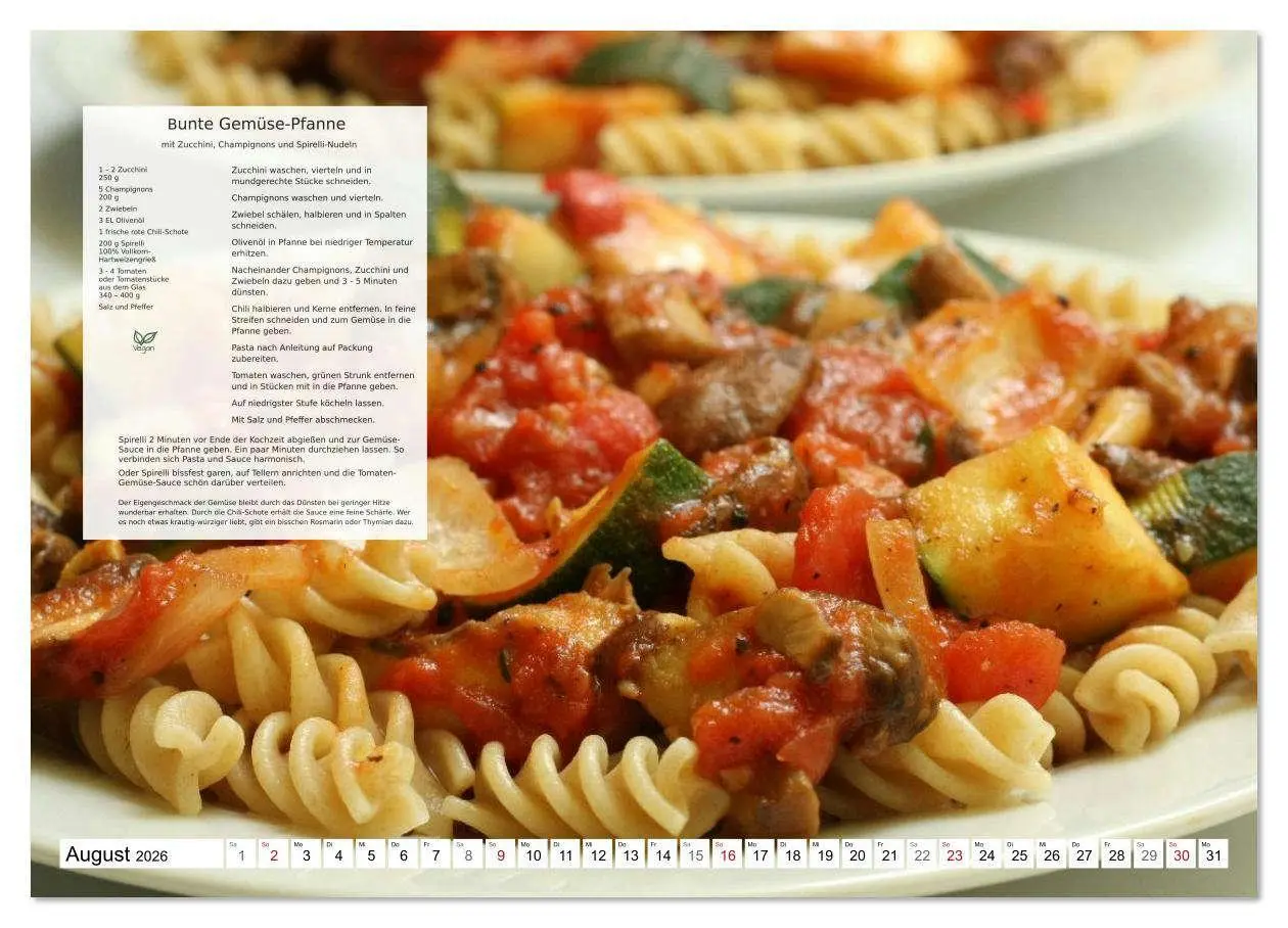 Bild: 9783516629248 | Pasta und Gemüse (hochwertiger Premium Wandkalender 2026 DIN A2...