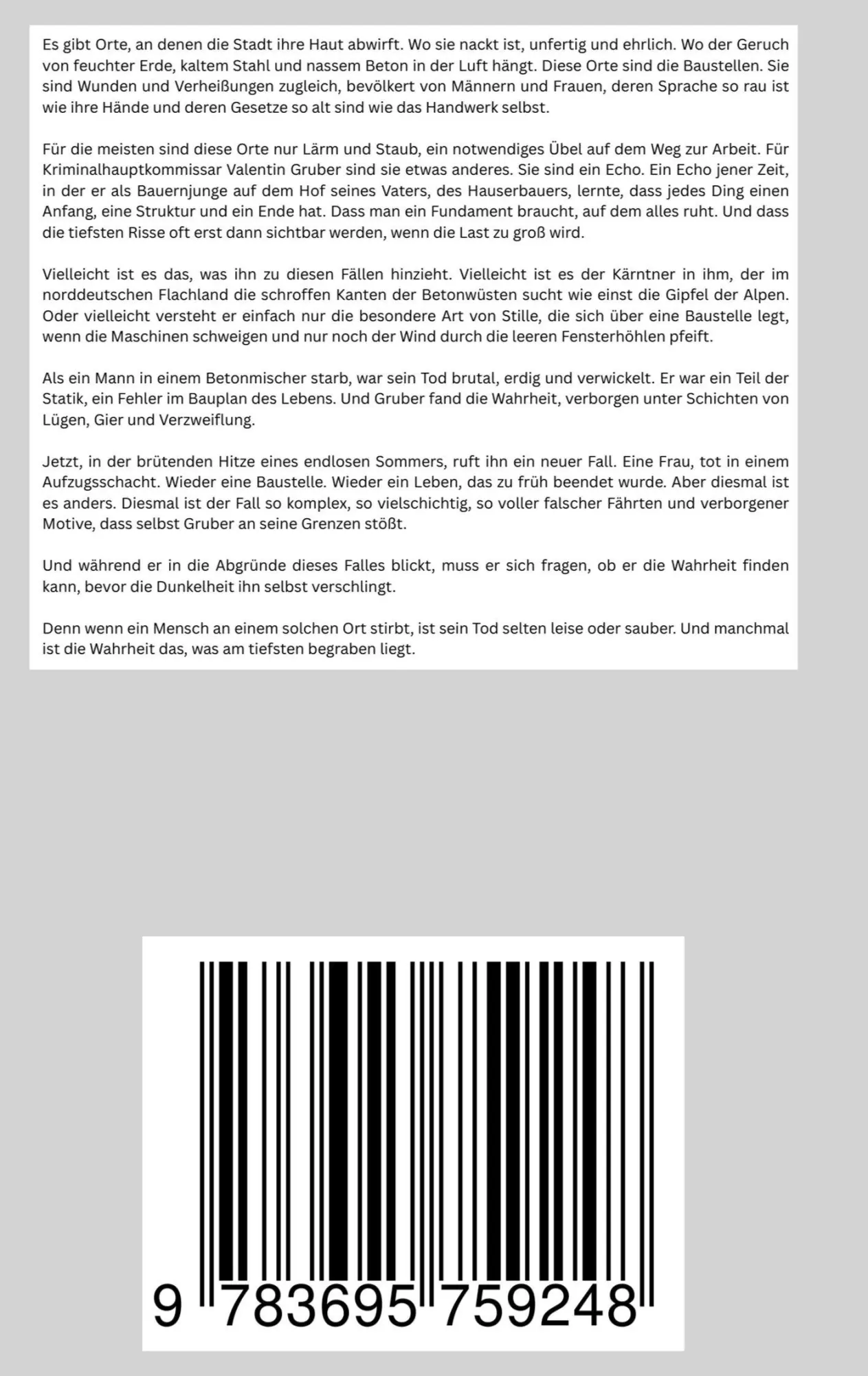 Rückseite: 9783695759248 | Die Tote im Aufzugsschacht | Valentin Gruber | Taschenbuch | 92 S.