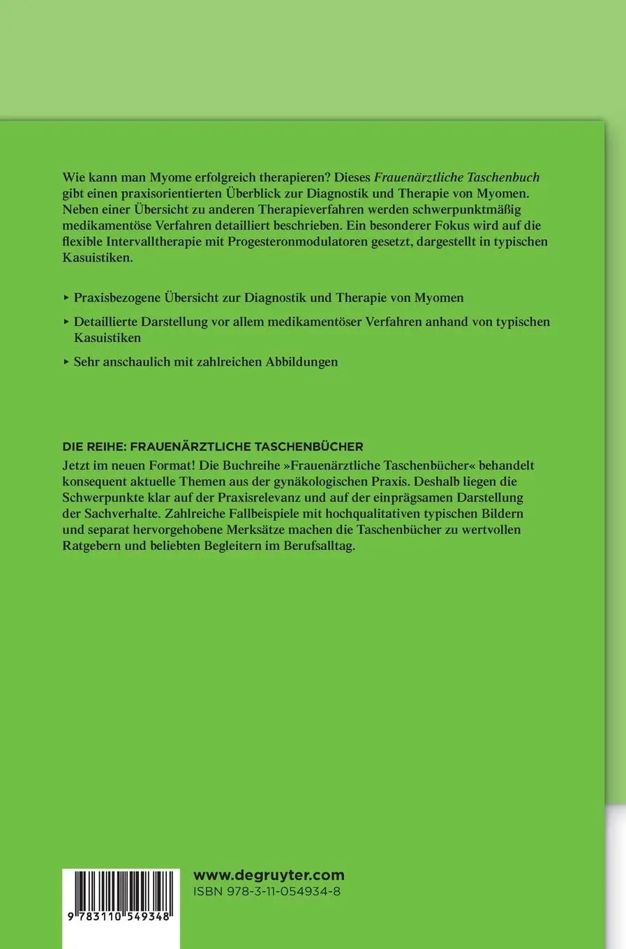 Rückseite: 9783110549348 | Medikamentöse Myomtherapie | Thomas Römer | Buch | XII | Deutsch