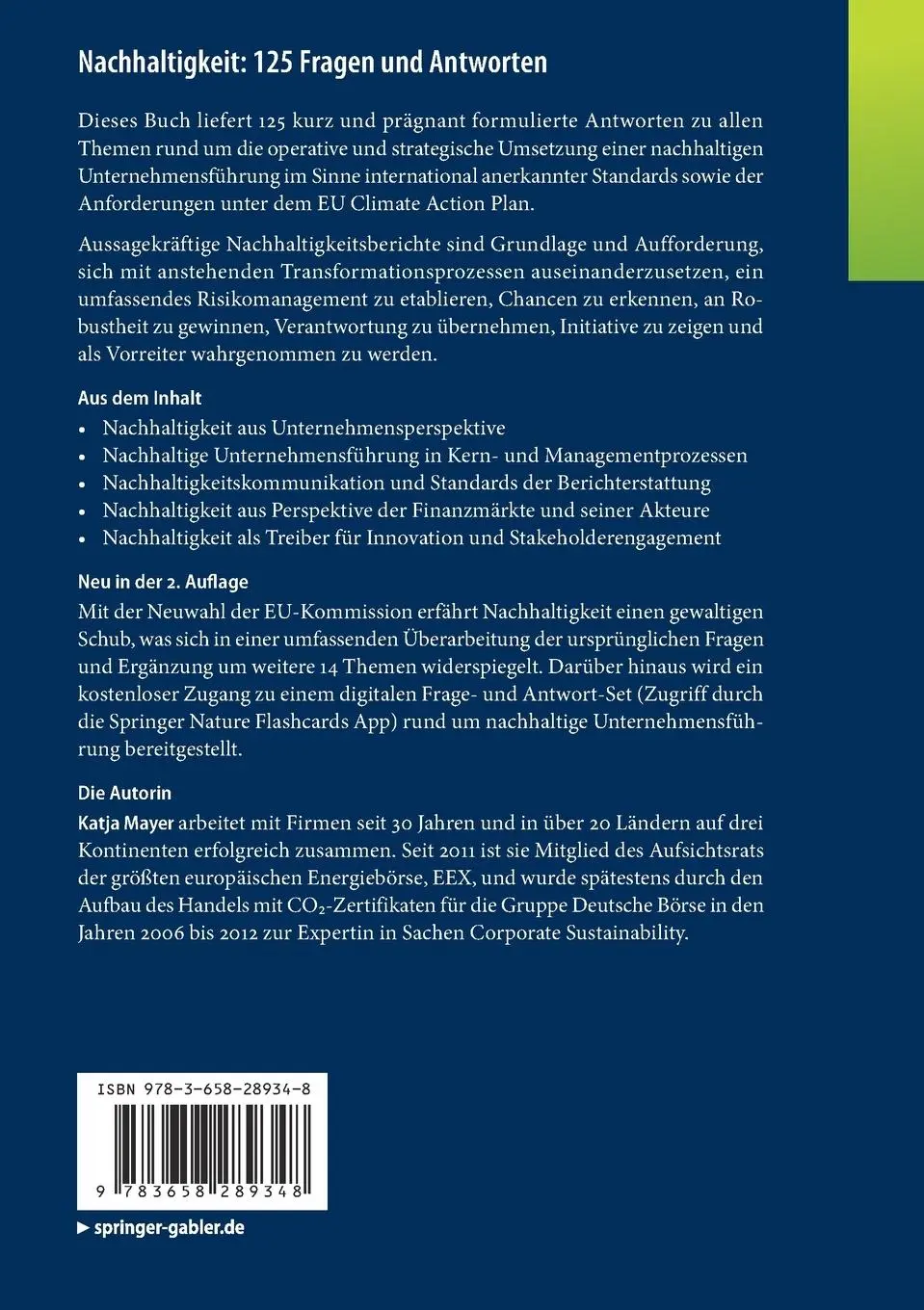 Rückseite: 9783658289348 | Nachhaltigkeit: 125 Fragen und Antworten | Katja Mayer | Bundle | 2020
