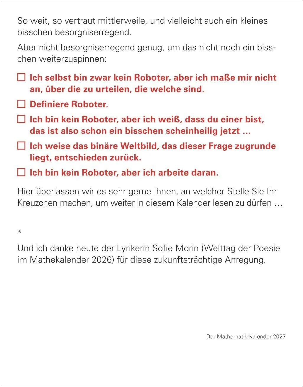 Bild: 9783840039348 | Der Mathematik-Kalender Tagesabreißkalender 2027 - Nachts teile ich...